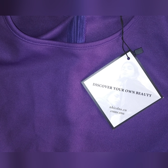 Nhicdns Purple Women's Bodycon Dress Midi Size M - Picture 8 of 8